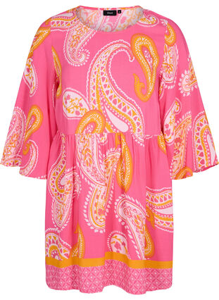 Mönstrad tunika med 3/4-ärmar, Pink Paisley, Packshot image number 0