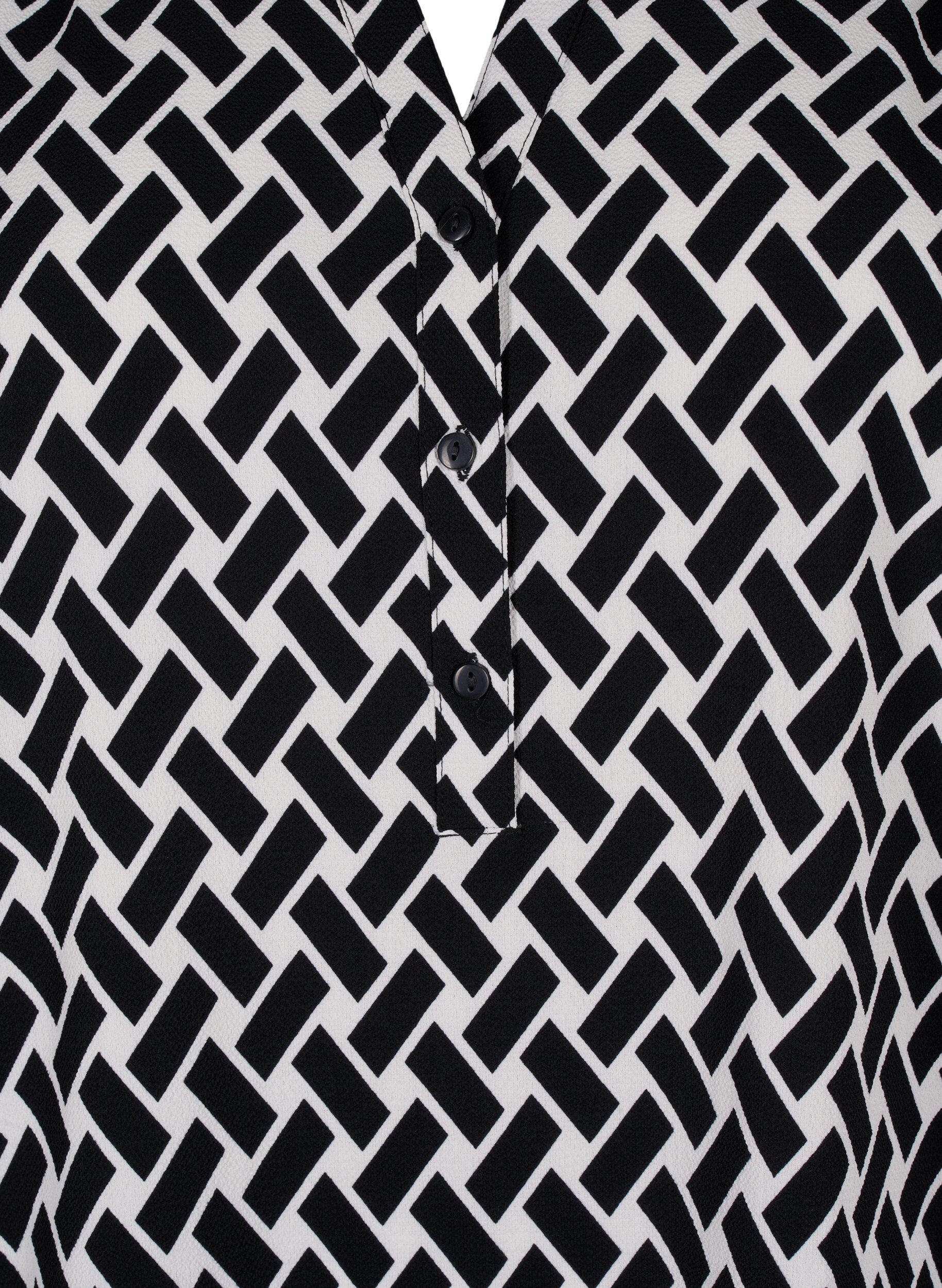 Zizzi V-ringad blus med korta &auml;rmar, Svart, Packshot image number 2