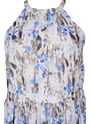 Plisserad maxiklänning med blommigt mönster, Blue Flower AOP, Packshot image number 2