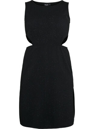 Ärmlös klänning med utskuret parti, Black, Packshot image number 0