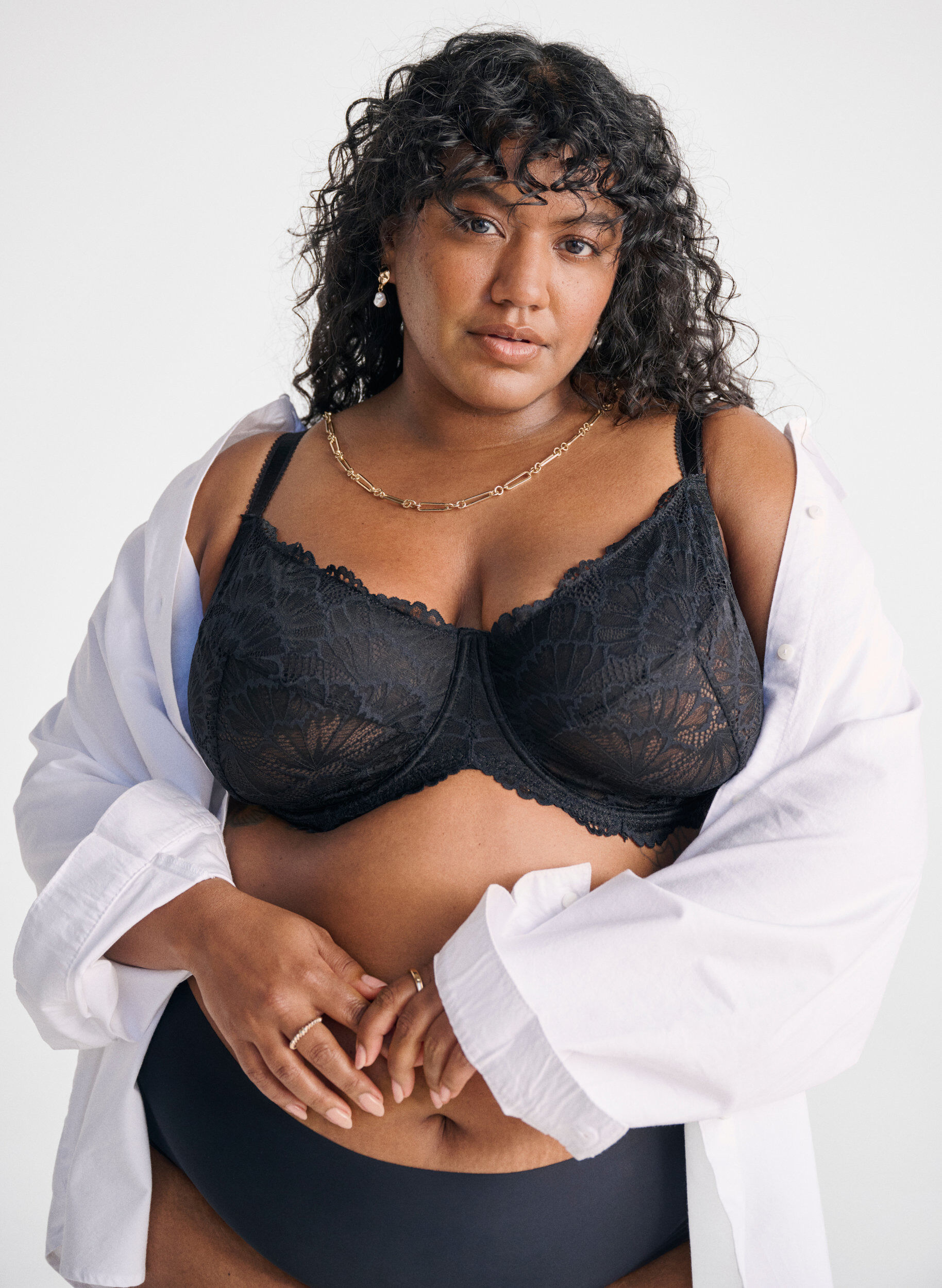 Zizzi Helt&auml;ckande spets-BH med bygel, Svart, Image image number 0