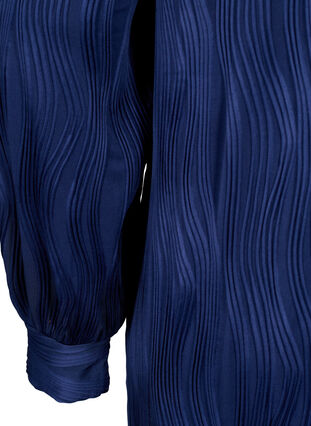 Långärmad klänning med strukturmönster, Maritime Blue, Packshot image number 3