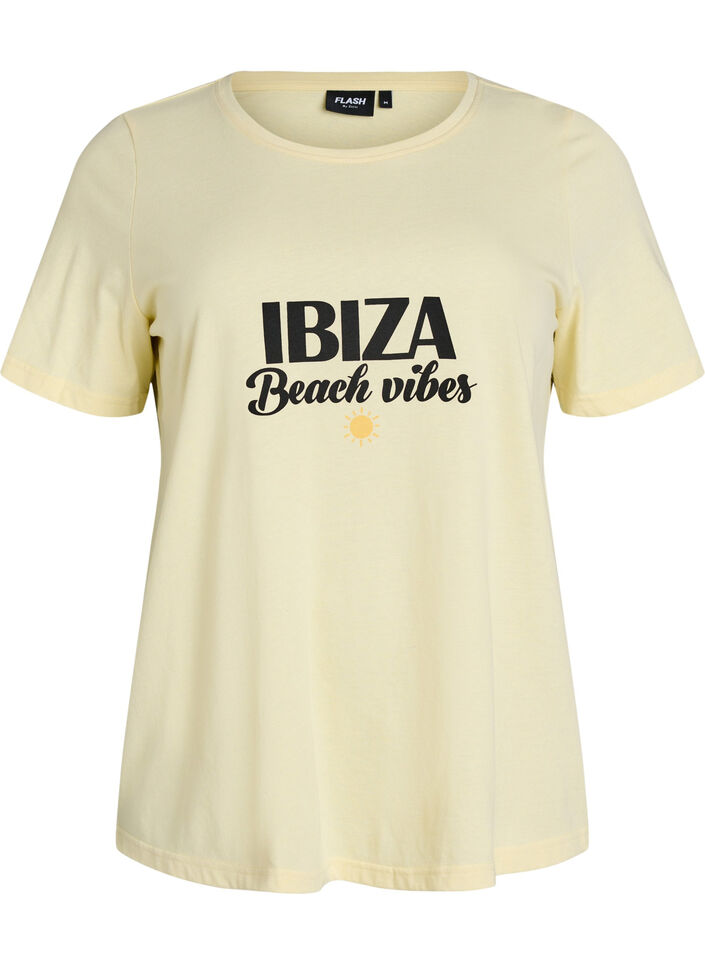 T-shirt med tryck, Gul, Packshot image number 0