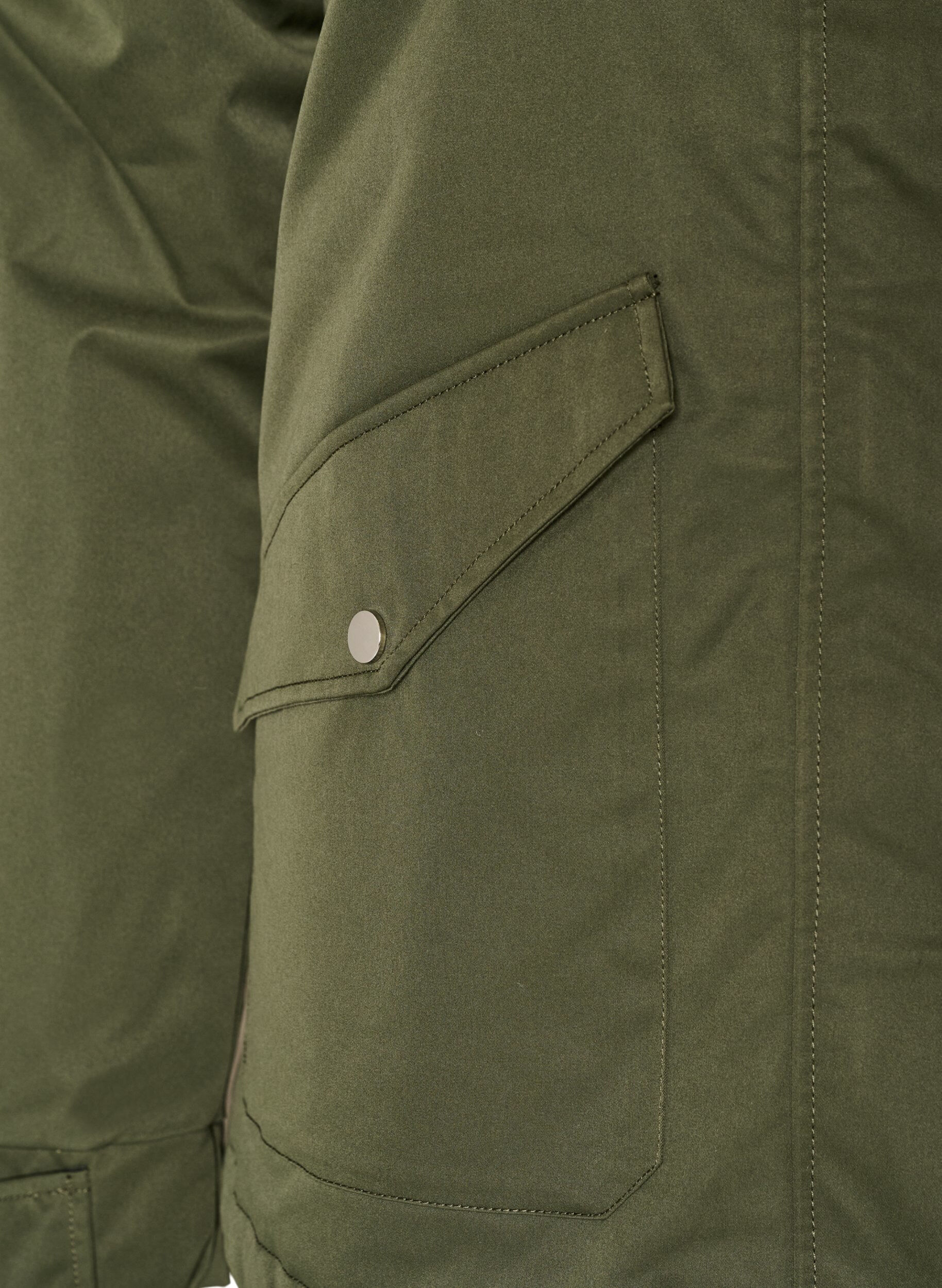 ZizziVadderad parkas med avtagbar huva, Gr&ouml;n, Packshot image number 3