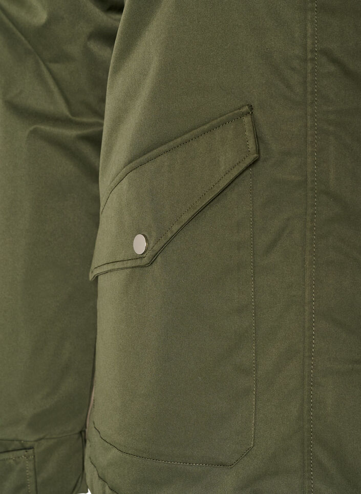 Vadderad parkas med avtagbar huva, Gr&ouml;n, Packshot image number 3