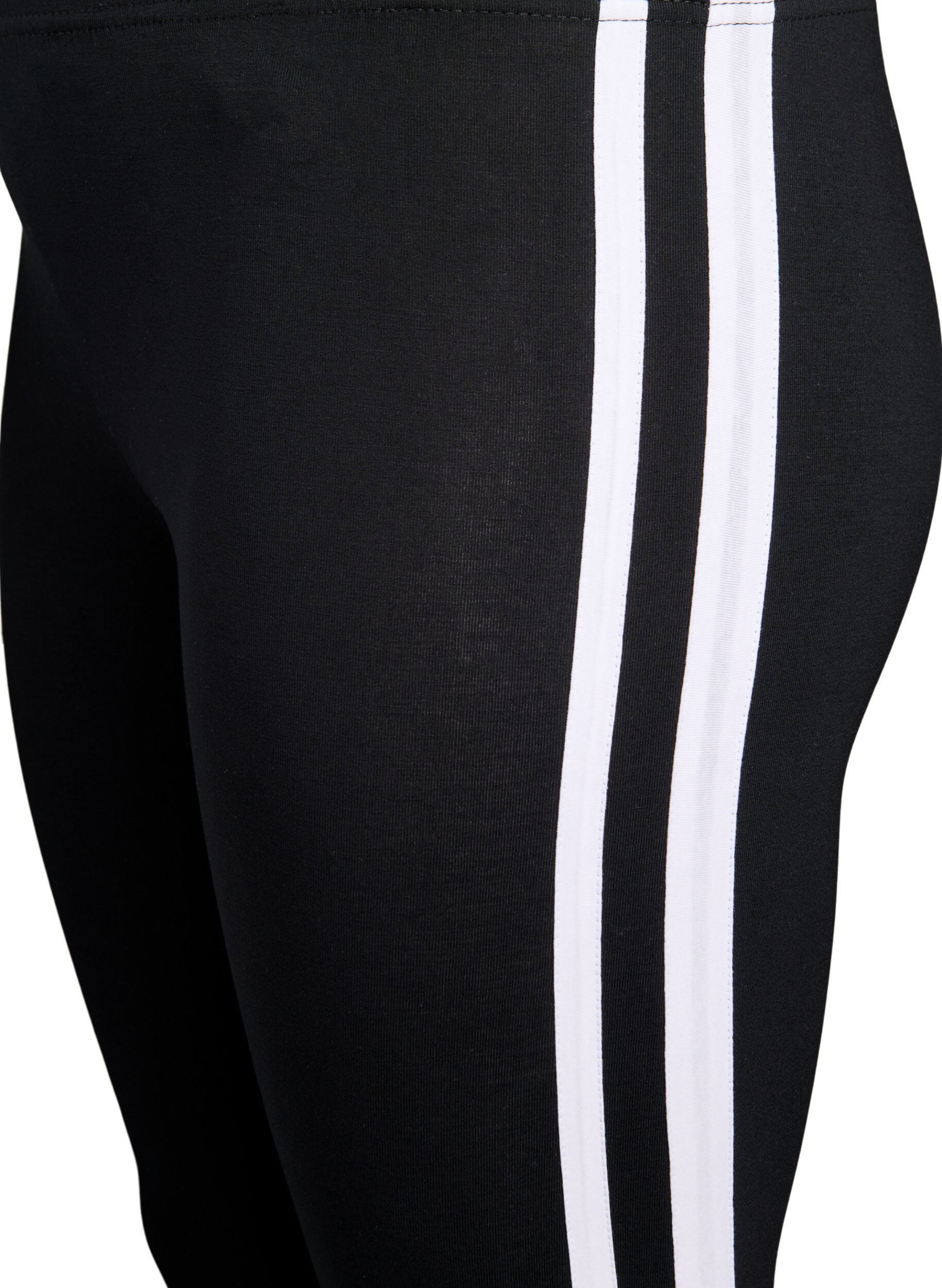 Zizzi Leggings i viskos med sidostrimmor, Black W. Stripe, Packshot image number 2