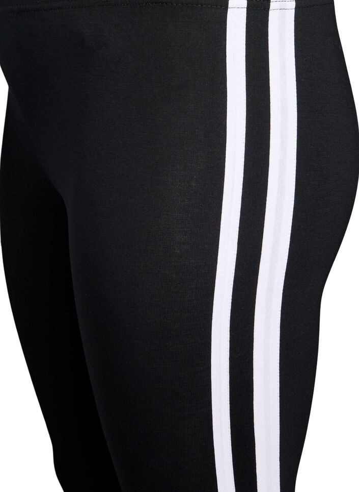 Leggings i viskos med sidostrimmor, Black W. Stripe, Packshot image number 2