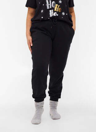 Lösa sweatpants med fickor, Black, Model image number 3