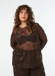 Blus i mesh med blommor och paljetter, Brun, Model image number 0