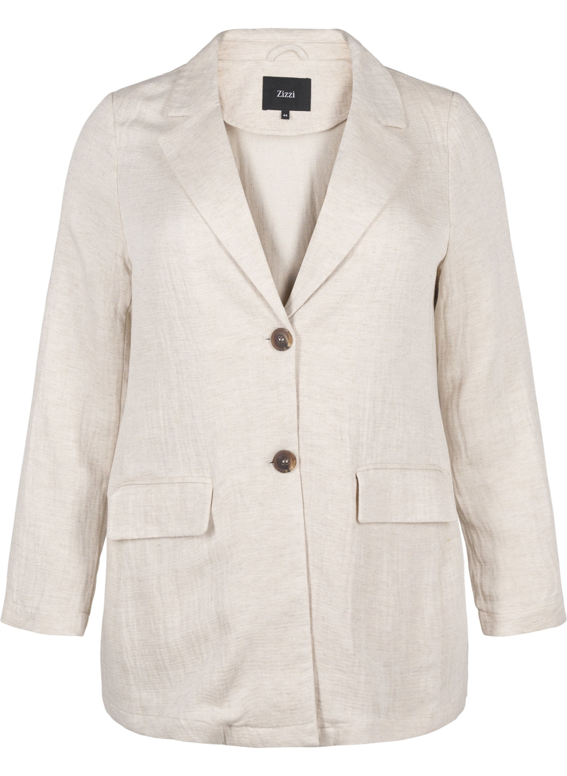Zizzi Blazer i en materialblandning med linne, Rainy Day, Packshot image number 0