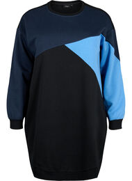 Lång sweatshirt med blockfärger, Night S. Color Block