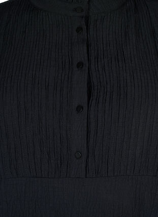 Långärmad blus med ruffelkrage, Black, Packshot image number 2