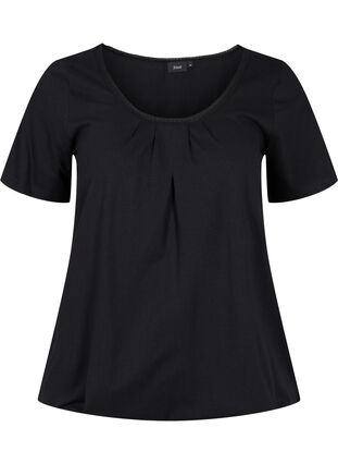 T-shirt i bomull med korta ärmar, Black, Packshot image number 0