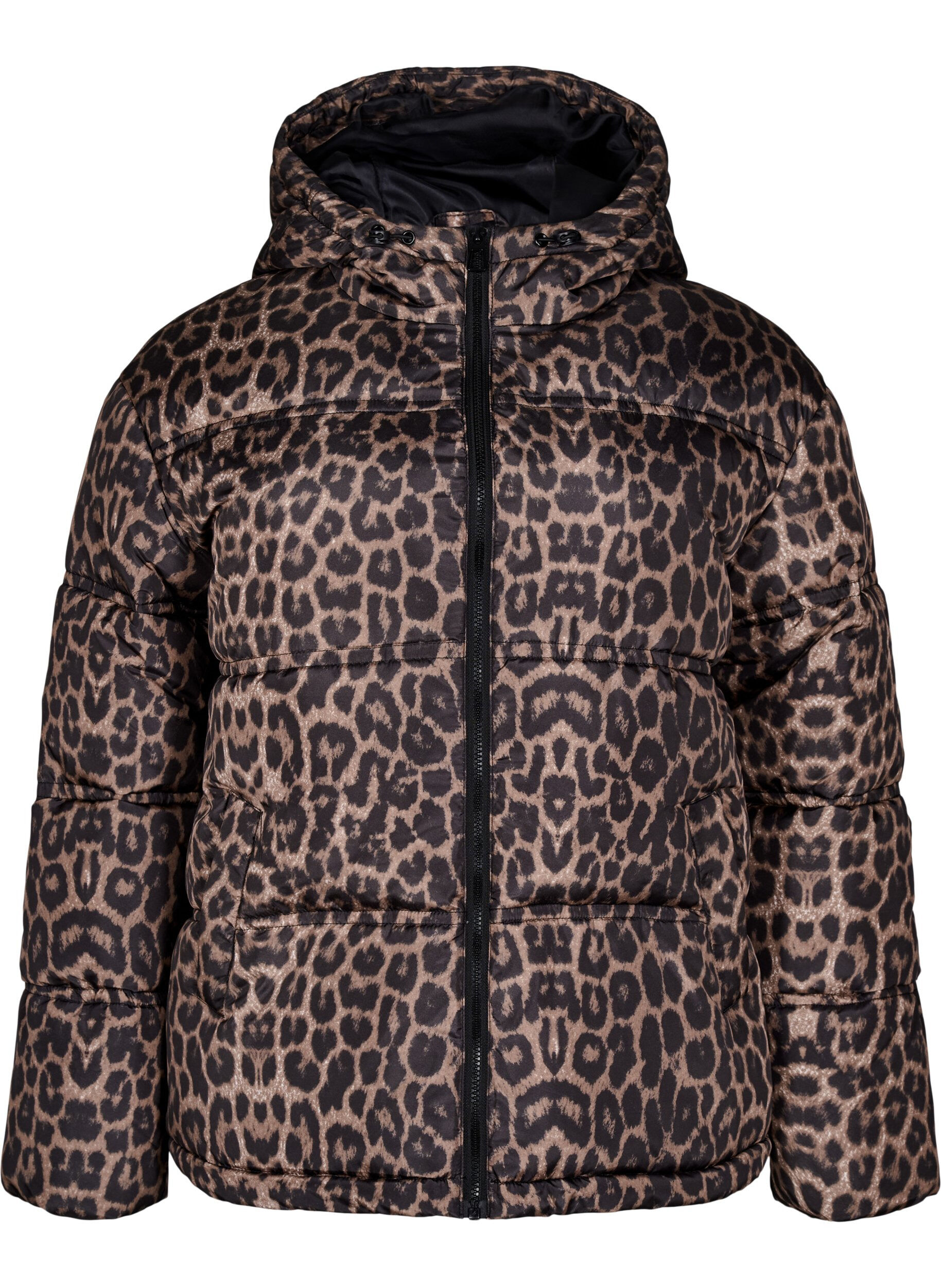 Kort pufferjacka med huva och tv&aring;v&auml;gsdragkedja