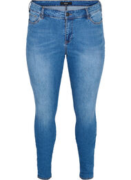 Super slim Amy jeans med rosett och dragkedja, Dark blue