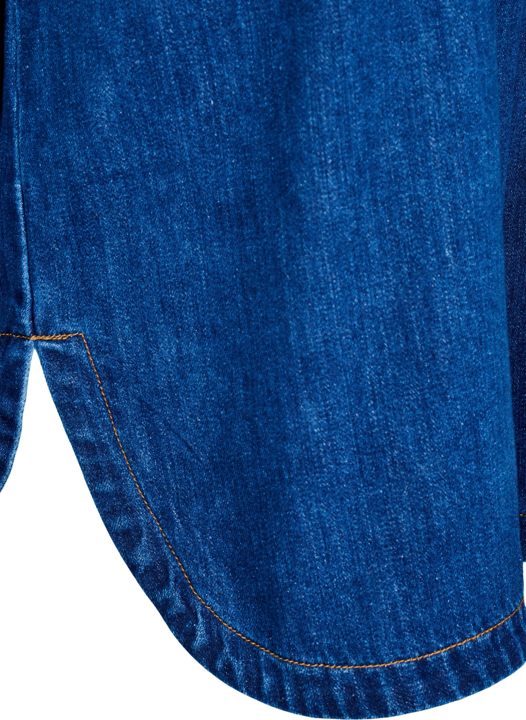 Zizzi Denimblus med krage, Unwashed, Packshot image number 3