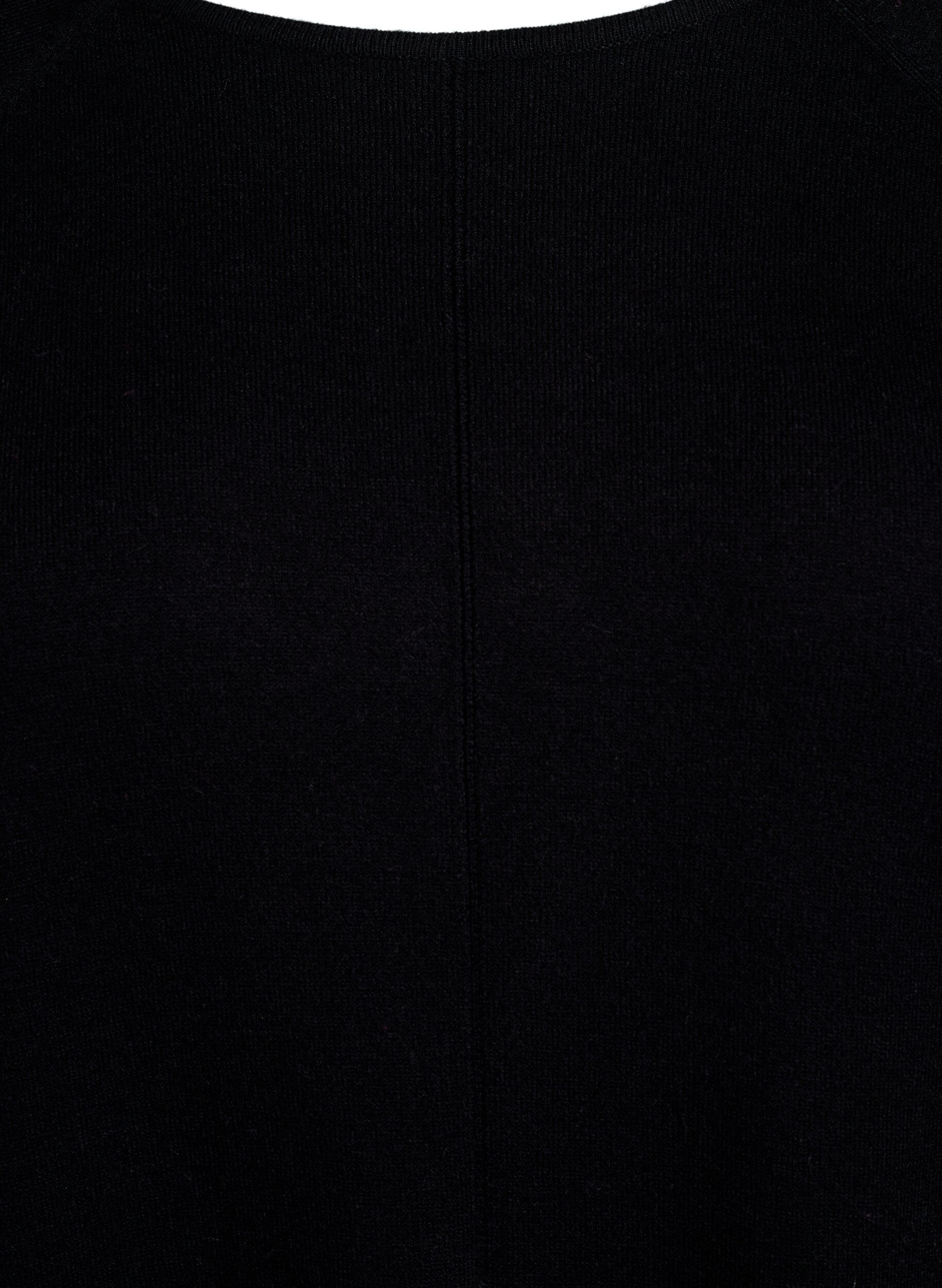 Zizzi Stickad kl&auml;nning med rund halsringning och stickat m&ouml;nster, Black, Packshot image number 2