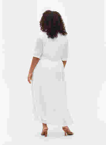 Maxiklänning med draperingar och korta ärmar, Bright White, Model image number 1