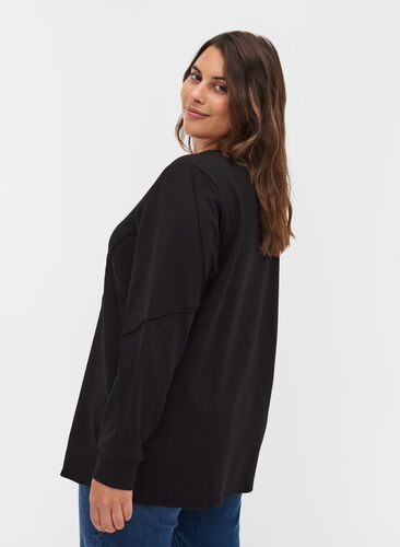 Långärmad tröja med rund halsringning, Black, Model image number 1