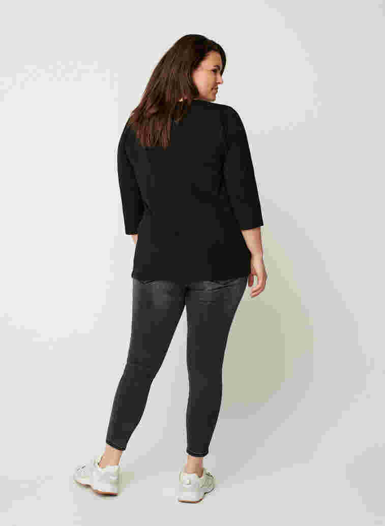 Bas t-shirt med 3/4 ärmar, Black, Model image number 1