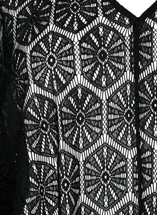 Kaftan-strandklänning med hålmönster, Black, Packshot image number 2