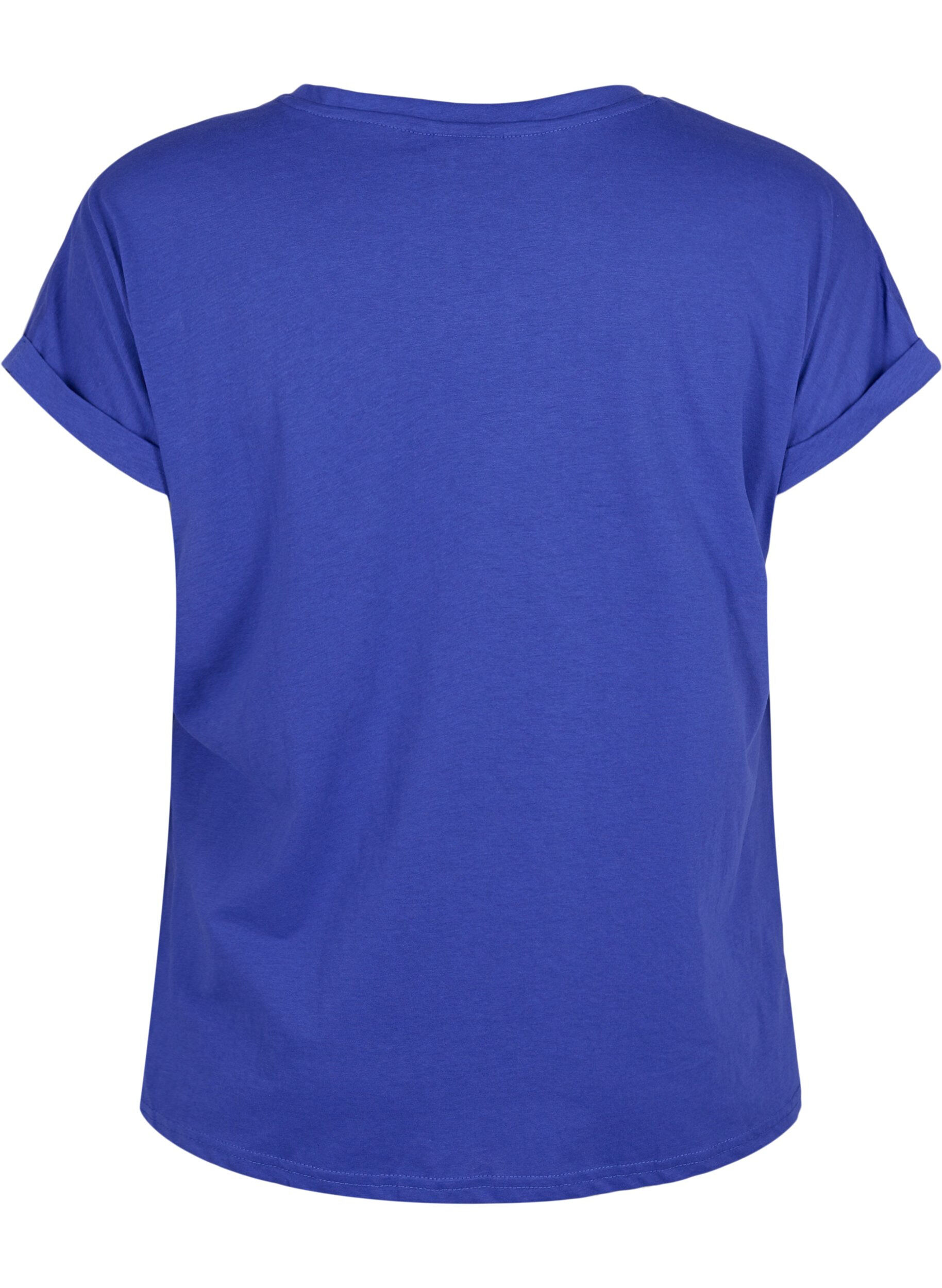 ZizziKort&auml;rmad t-shirt i bomullsmix, Bl&aring;, Packshot image number 1