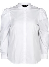 Bomullsskjorta med puffärmar, Bright White