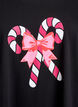 Nattlinne i ekologisk bomull med julmotiv, Svart, Packshot image number 2