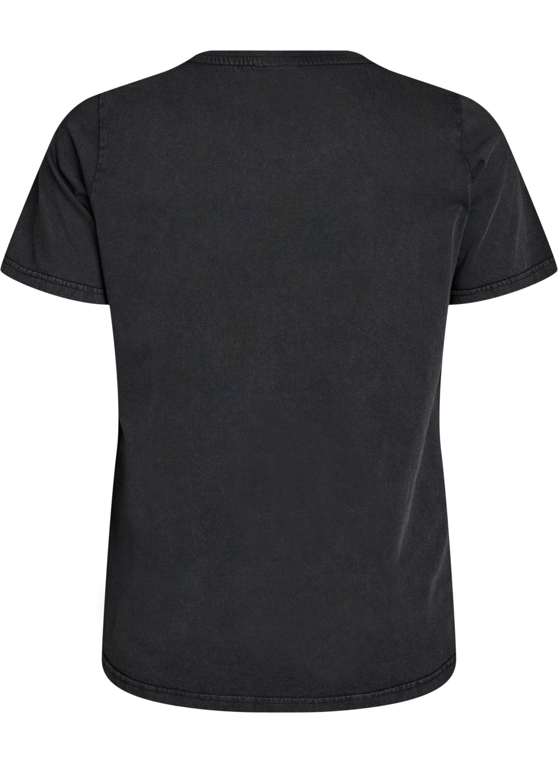 ZizziT-shirt i ekologisk bomull med rocktryck, Svart, Packshot image number 1