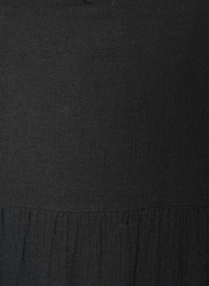 A-linjeformad midikl&auml;nning i bomullsmuslin, Svart, Packshot image number 2