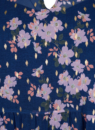 Tunika i blommönster och lurex, Blue Small Fl. AOP, Packshot image number 2