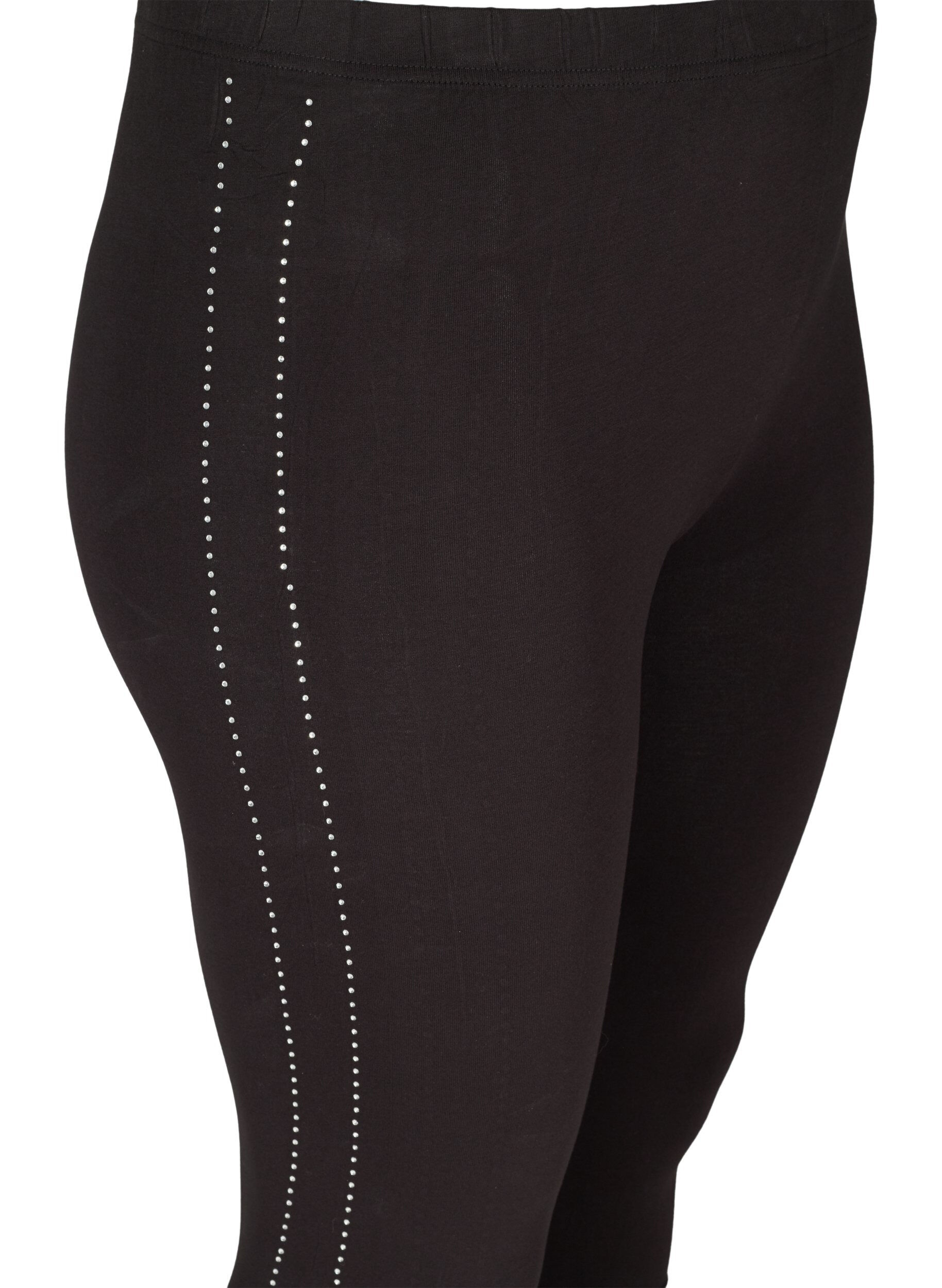 Zizzi Leggings i viskos med strass, Black, Packshot image number 2