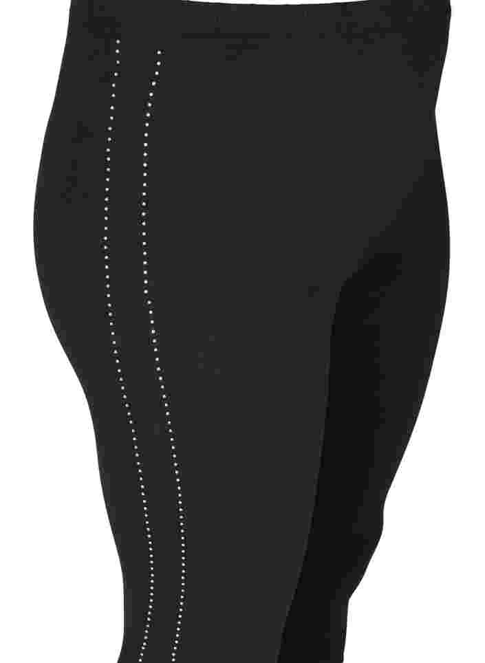 Leggings i viskos med strass, Black, Packshot image number 2