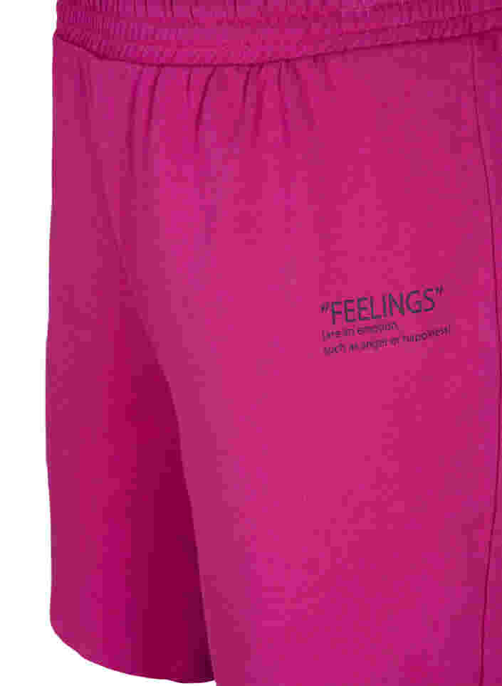 Shorts i sweatshirtmaterial med texttryck, Festival Fuchsia, Packshot image number 2