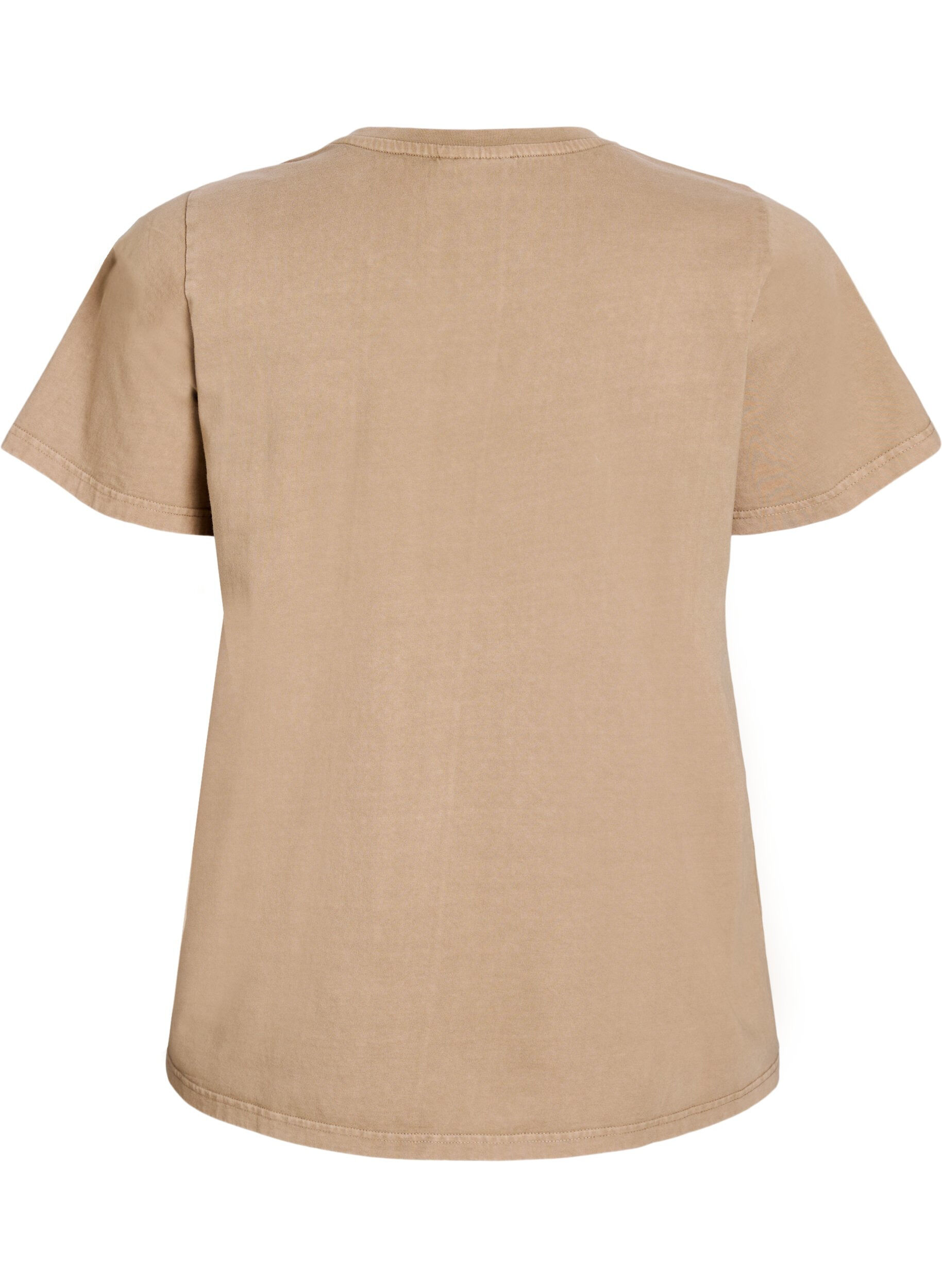 Zizzi T-shirt i ekologisk bomull med tv&auml;ttad look, Beige, Packshot image number 1
