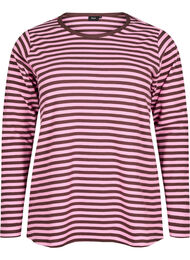 Randig blus med l&aring;nga &auml;rmar, Rosa