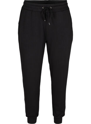 Sweatpants med fickor och dragsko, Black, Packshot image number 0