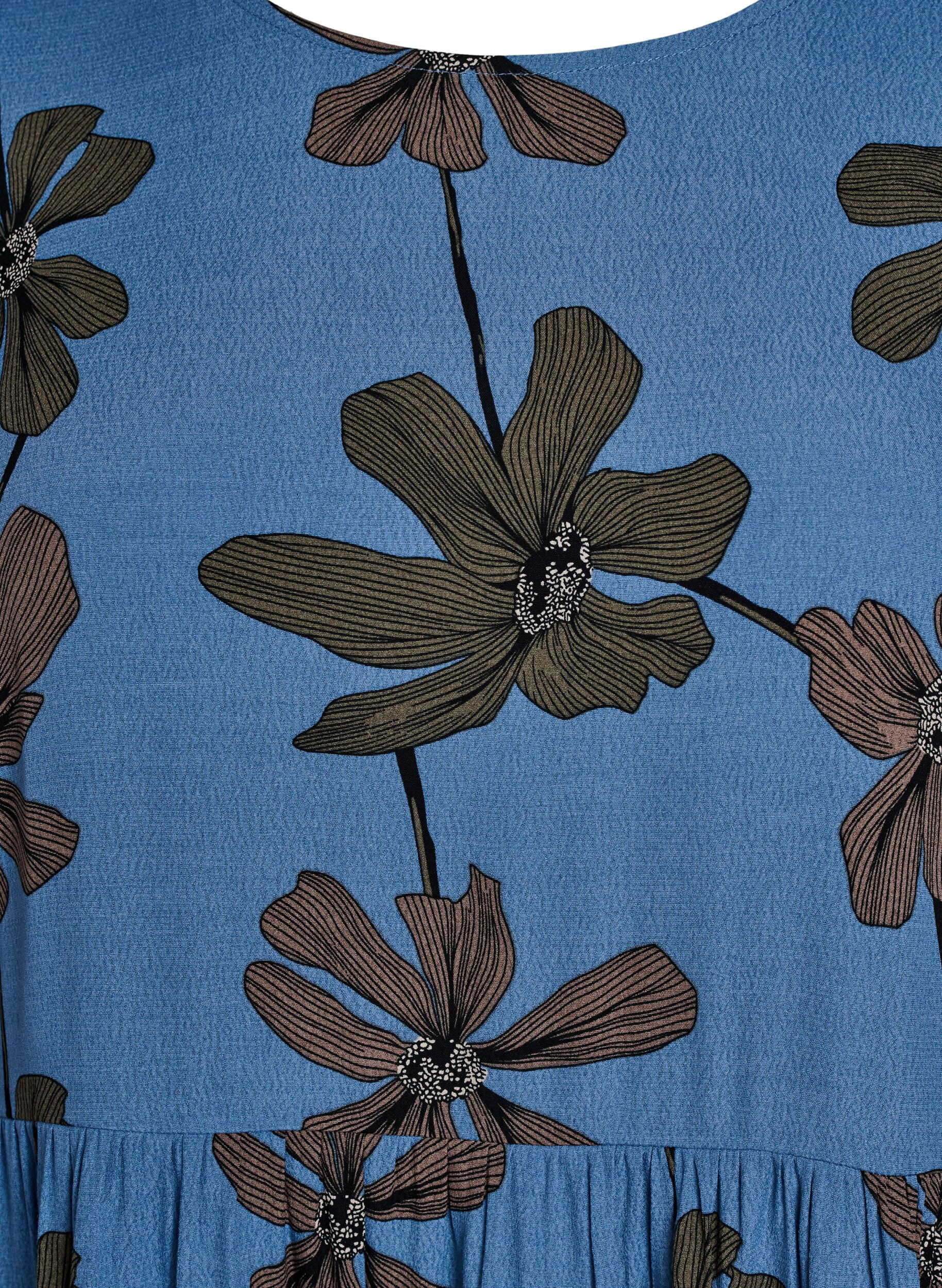 Zizzi L&aring;ng&auml;rmad tunika med sk&auml;rning, Bl&aring;, Packshot image number 2