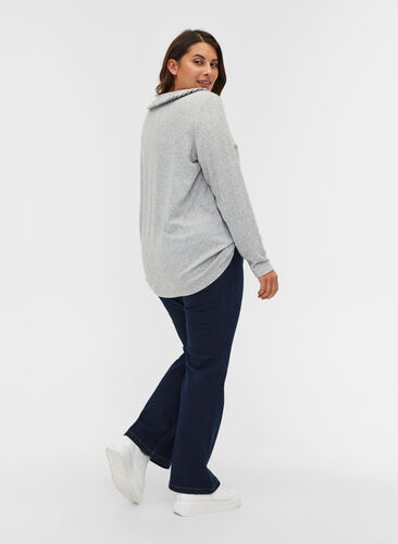 Ellen jeans med bootcut och hög midja, Dark blue denim, Model image number 1