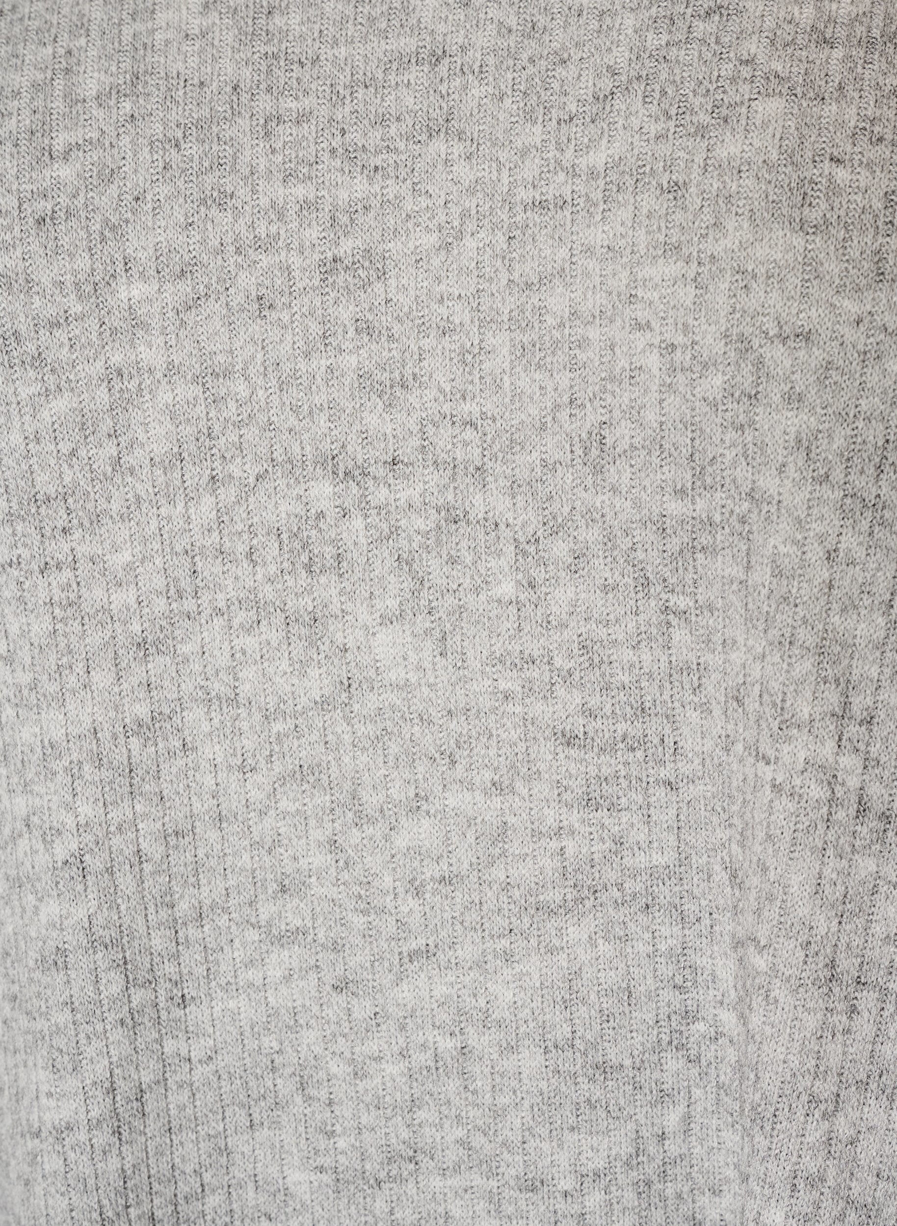 ZizziBlus i jersey med ribbad textur och v-ringning, Gr&aring;, Packshot image number 2