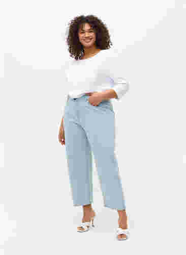 Raka jeans med ankellängd, Light Blue Stripe, Model image number 4