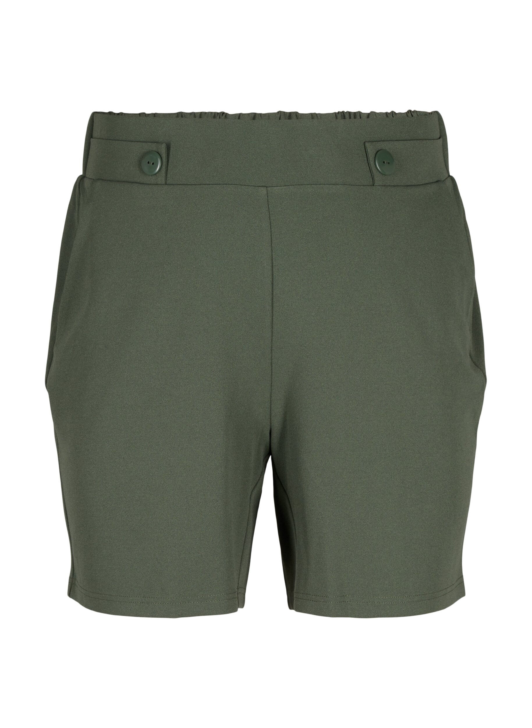 Zizzi Shorts med fickor och l&ouml;s passform, Gr&ouml;n, Packshot image number 0