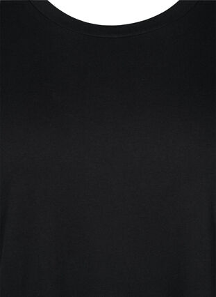 Kortärmad bomullsklänning med fransar, Black, Packshot image number 2