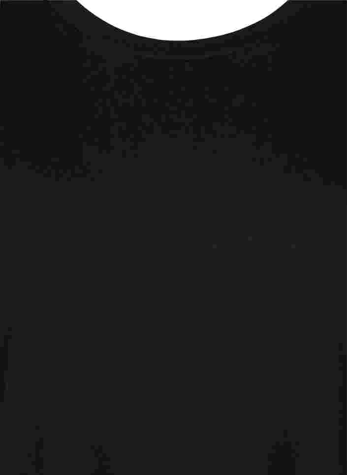 Kortärmad bomullsklänning med fransar, Black, Packshot image number 2
