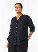 Skjortblus i bomull med v-ringning, Svart, Model image number 0