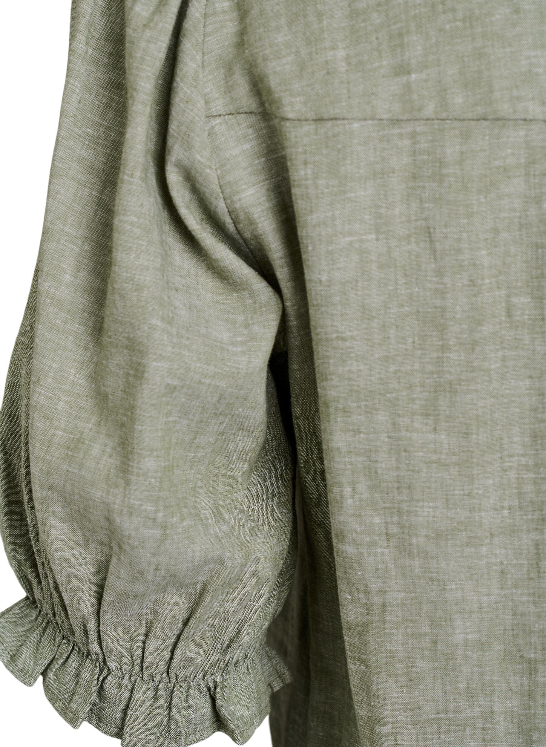 Zizzi Blus i linne och viskos med halvl&aring;nga &auml;rmar, Gr&ouml;n, Packshot image number 3