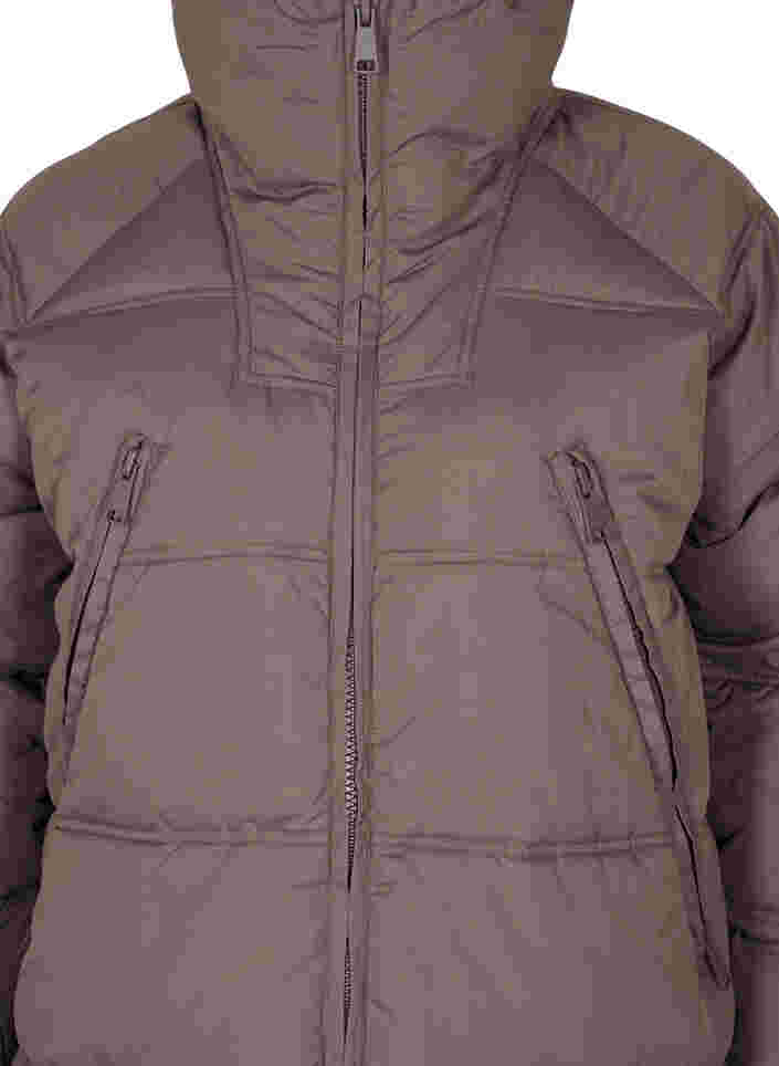 Vinterjacka med fickor och hög krage, Iron, Packshot image number 2