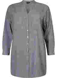 Randig bomullsskjorta med 3/4-ärmar, Black Stripe