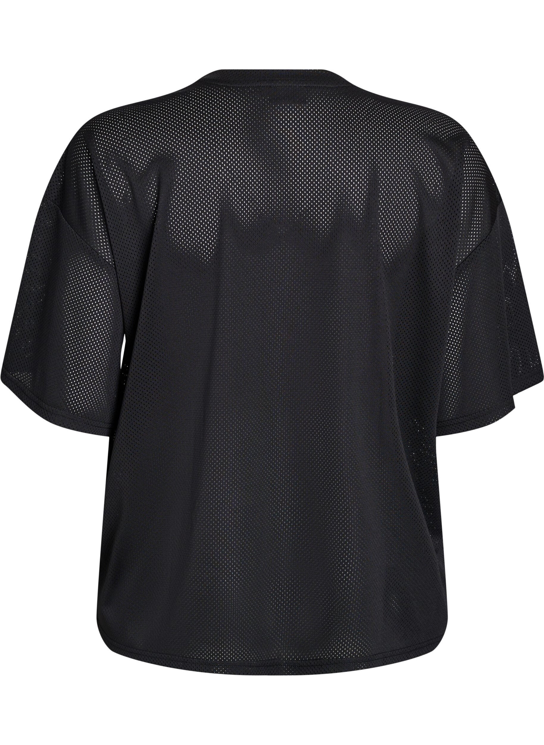 Zizzi Sportig t-shirt med tryck framtill, Black, Packshot image number 1