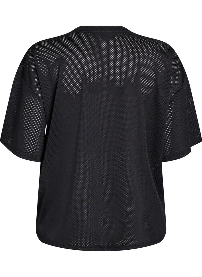 Sportig t-shirt med tryck framtill, Black, Packshot image number 1